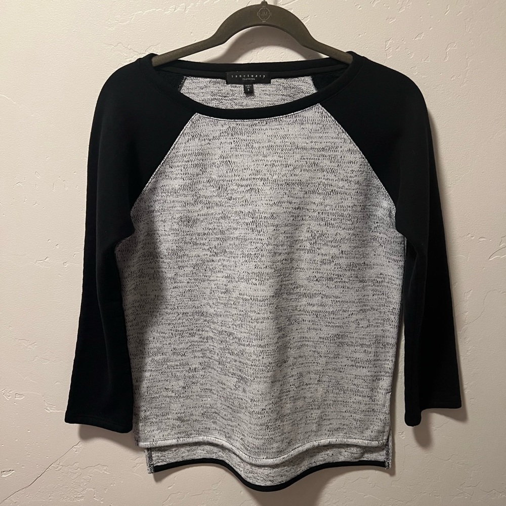 Sanctuary white and black baseball sweater- size small